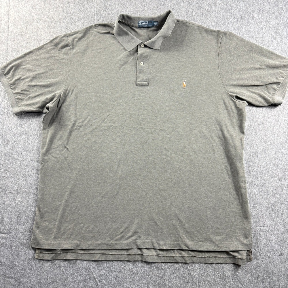 \Polo Ralph Lauren Polo Shirt Mens 3XLT Tall Gray Heather Short Sleeve Pony Logo